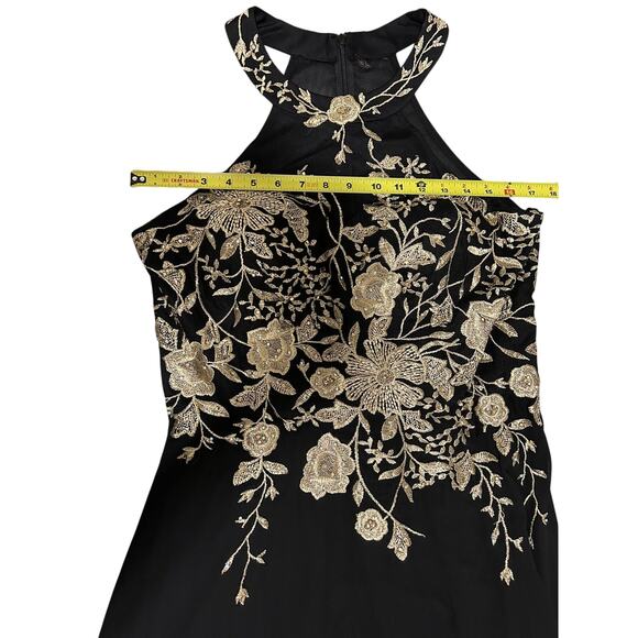 Betsy & Adam Black and Gold Embroidered Gown - Picture 5 of 8